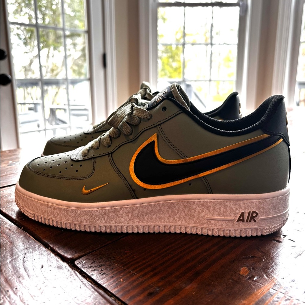 Nike Air Force 1 Low Olive with Black & Gold Swoosh